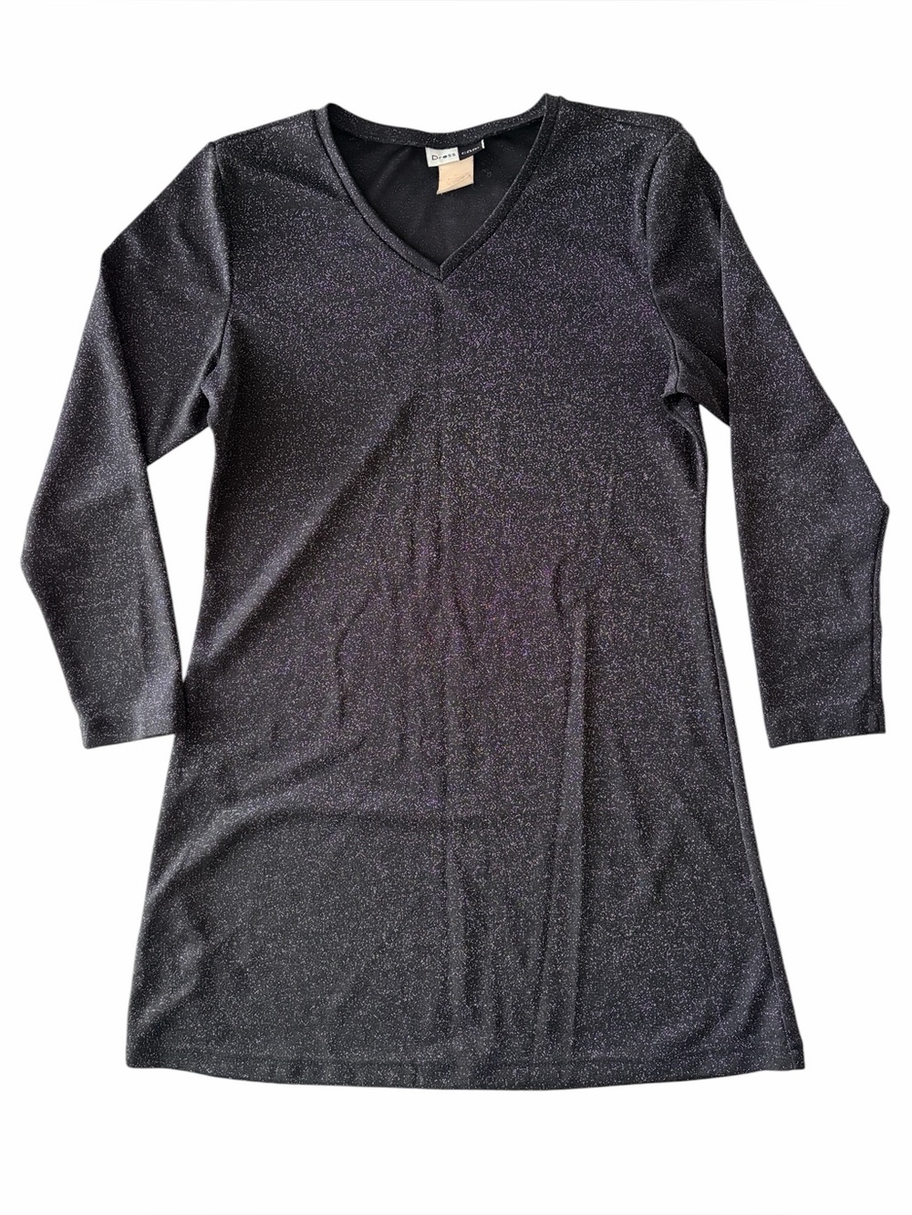 Vintage V-Neck Long Sleeve Tunic Dress With Sparkles, Est. Size M